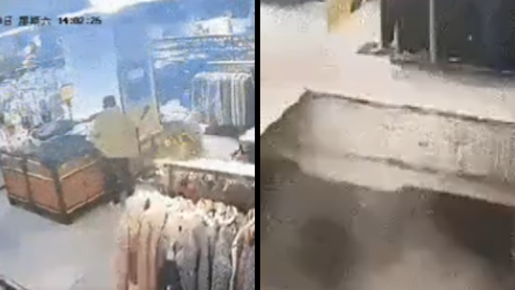 VIDEO: Floor Collapses in Chinese Mall, Traps Woman and Worker