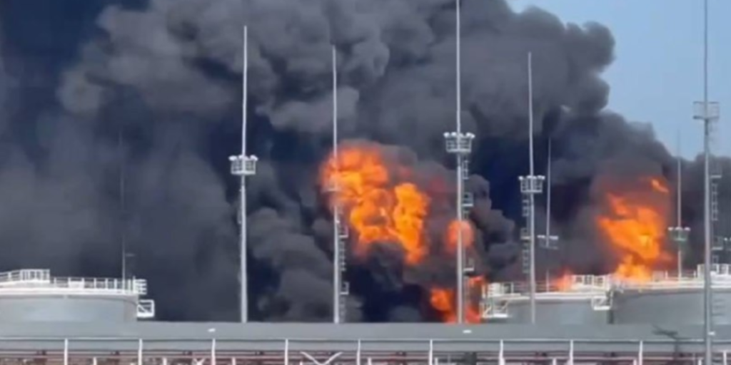 Drones Attack Oil Depot in Russia, Triggering Massive Fire