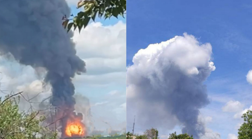 Ukrainian Forces Destroy Russian Ammunition Depot in Luhansk Near Russian Border