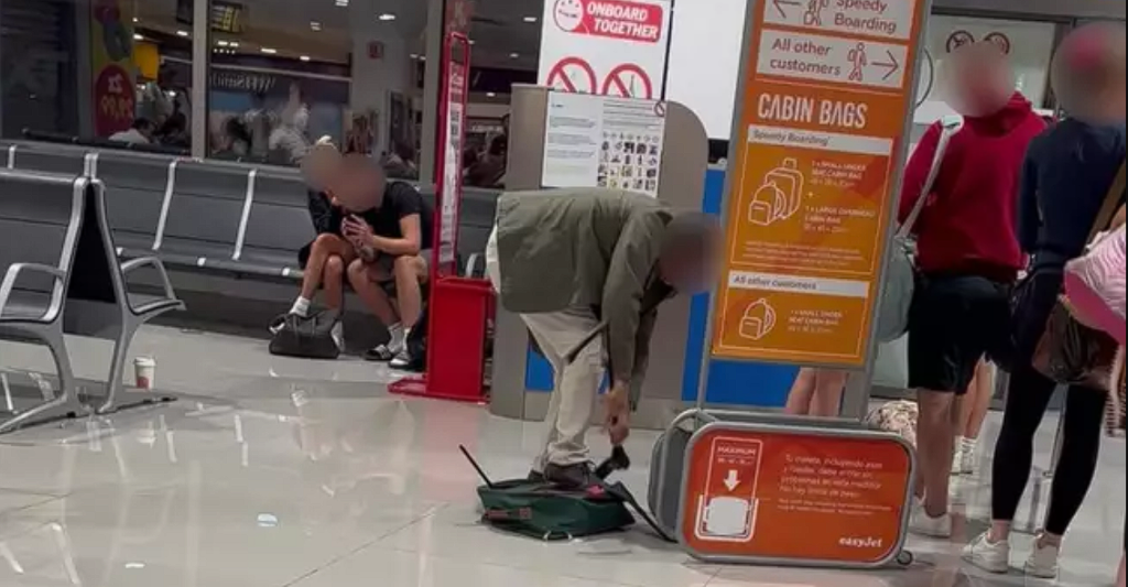 EasyJet passenger filmed destroying own luggage to meet airline requirements