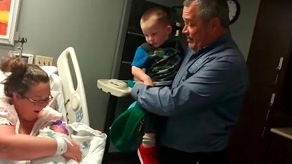 Mom gives birth to baby girl, but it’s grandpa who gets the biggest surprise