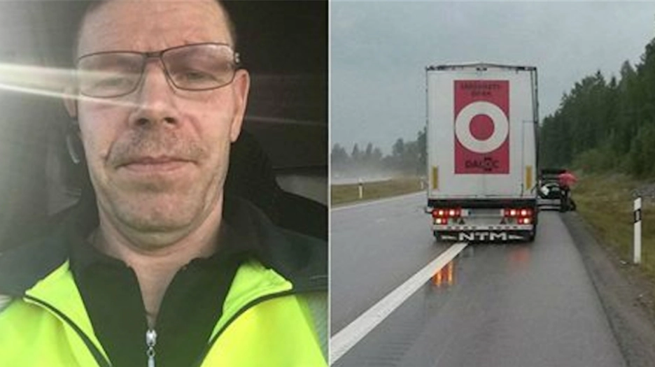 Truck driver stops in the middle of the road to block traffic – Now hailed as a hero by a family