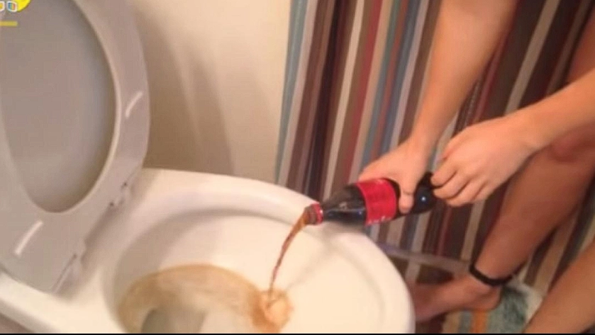 She pours half a liter of Coca Cola into the toilet – The result is surprising