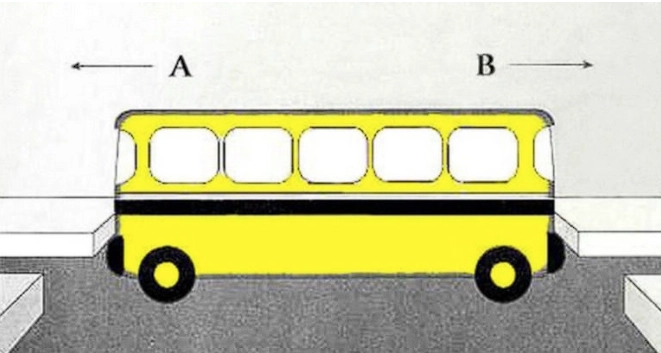 Which direction is the school bus going? A clever detail reveals the answer