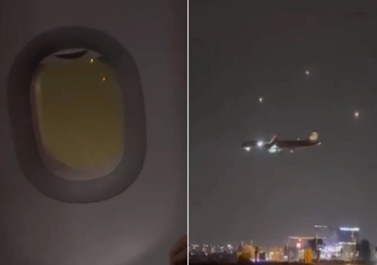 Watch passenger plane landing at Tel Aviv airport as Israeli missiles go against Hamas rockets