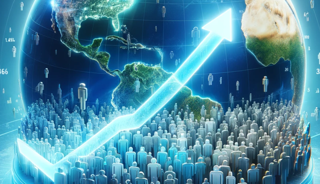 How much did the global population grow in 2023?