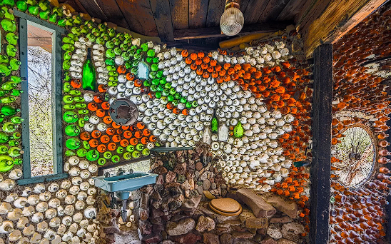 This Unique 1960s Home Built from Rocks and Glass Bottles Is Up for Sale