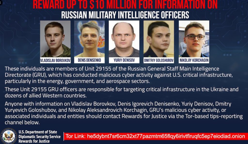 U.S. Offers $10 Million Reward for Info on Russian Agents Behind Ukraine Cyberattacks