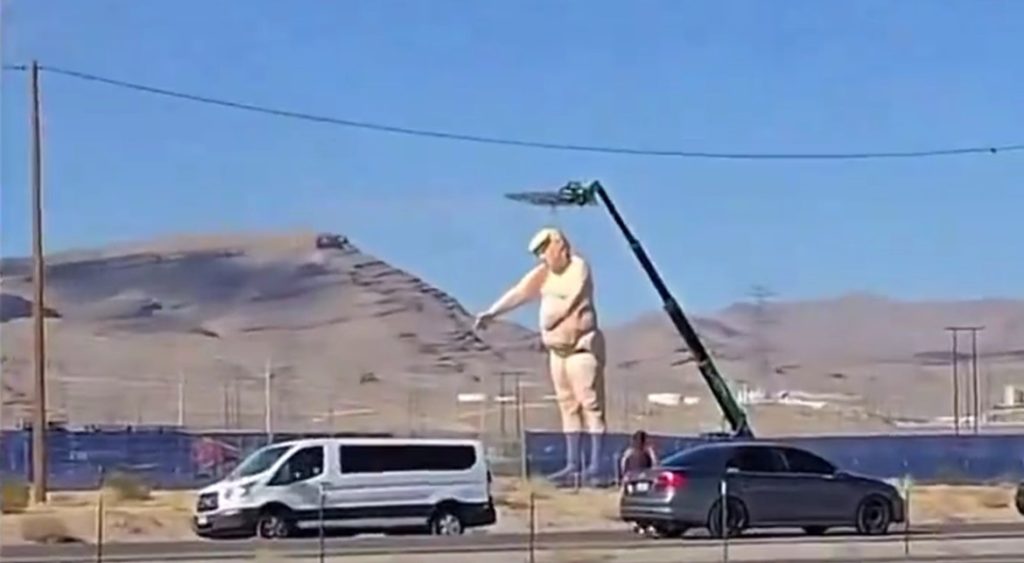 Over 50 Feet of Controversy as Naked Trump Hangs in Nevada