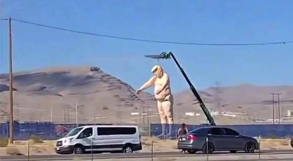 Over 50 Feet of Controversy as Naked Trump Hangs in Nevada
