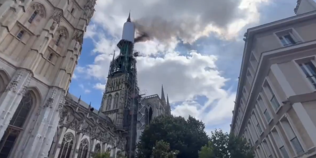 Fire: Tower of French Cathedral in Flames